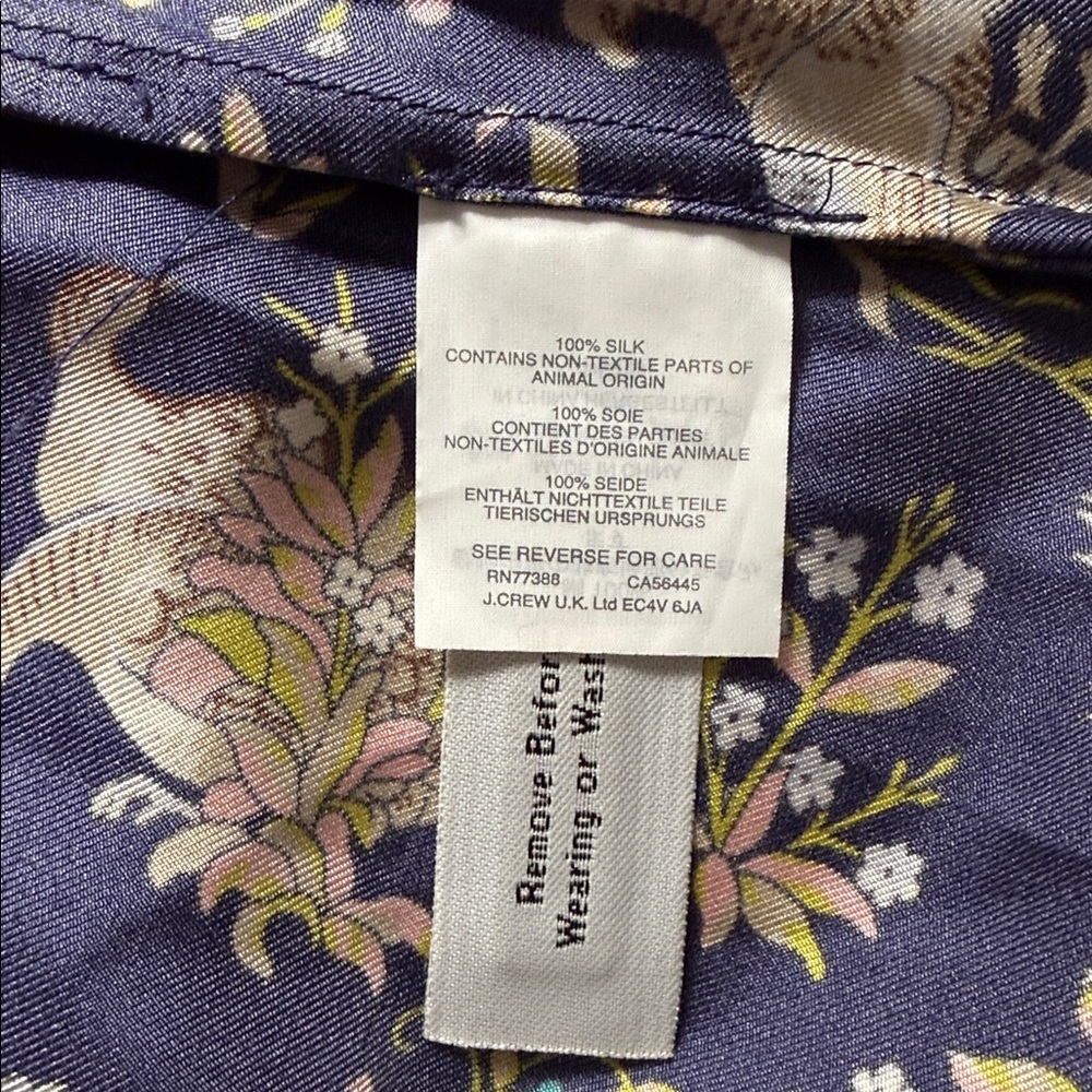 COLLECTION DRAKE’S FOR J. CREW PAJAMA TOP MIDNIGHT UNICORN BLUE CREAM SILK Sz 6 - Picture 11 of 12